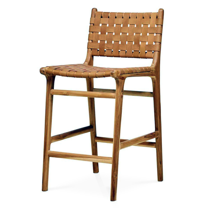 Agung | Teak & leather bar stool