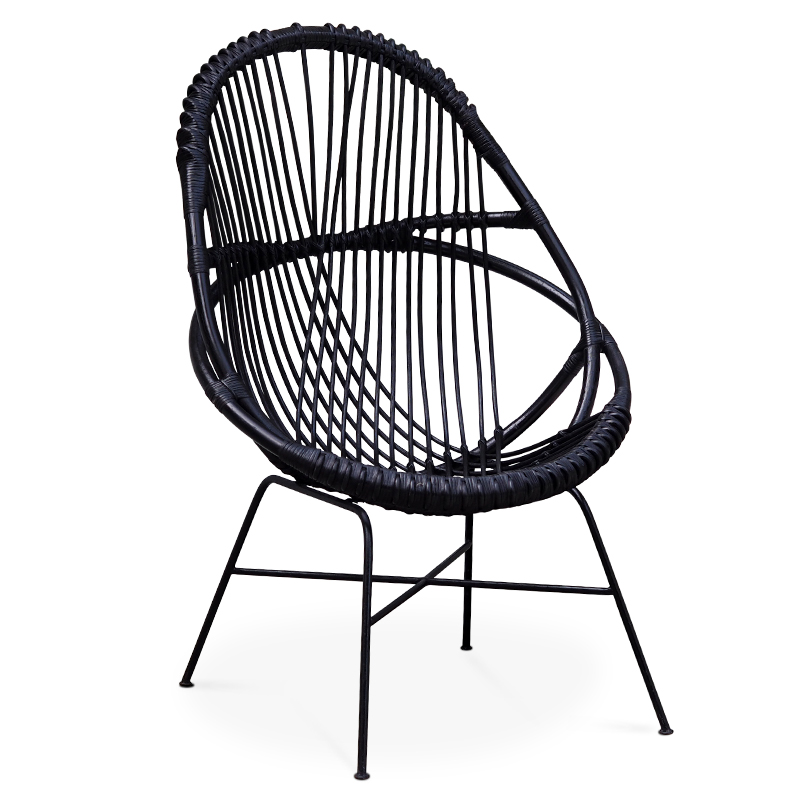 Diamond | Black Rattan & iron lounger