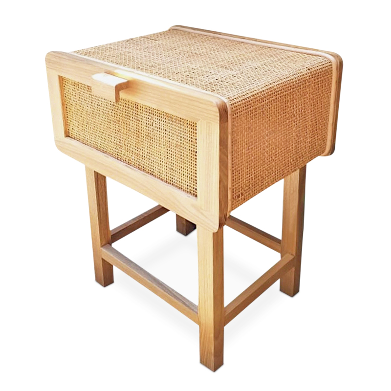 Heart | Rattan & teak bedside table