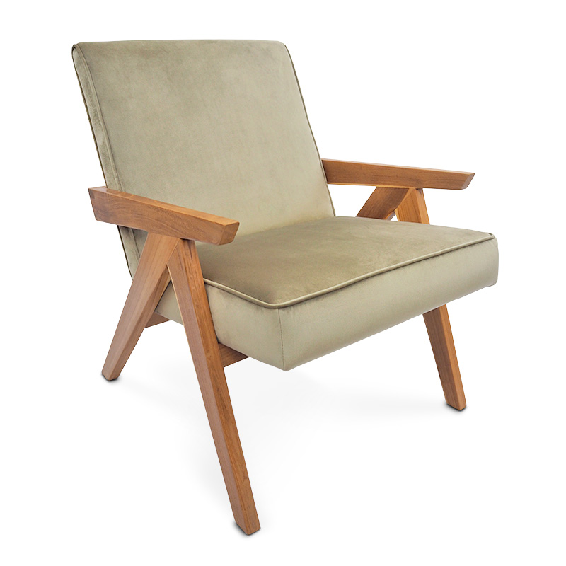 Komodo | Teak & Velvet Lounger