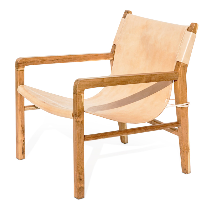 Sling | Teak & Natural Leather Lounger