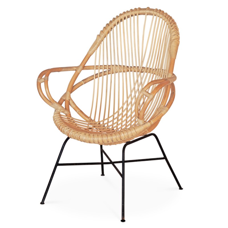 Diamond | Rattan & Iron Lounger