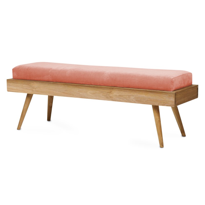 Gili | Teak & Velvet Bench