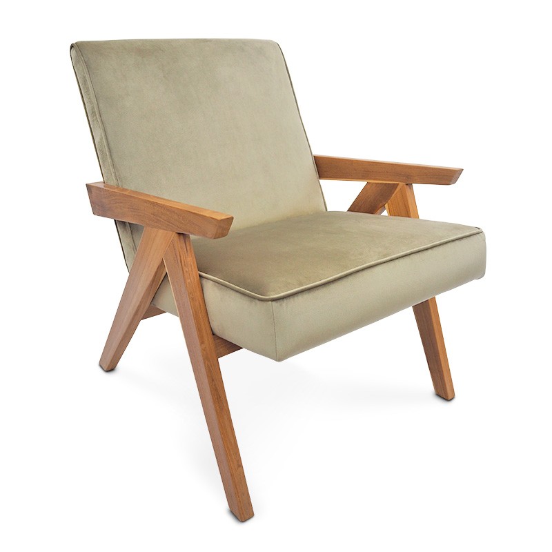 Komodo | Teak & Velvet Lounger