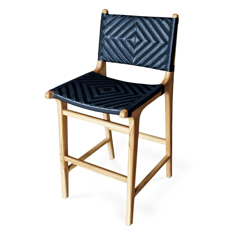Noir | Teak & Wicker Bar Stool