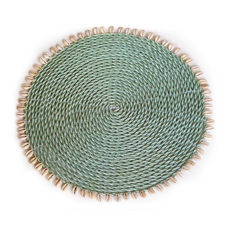 Seashell | Mint rattan placemat