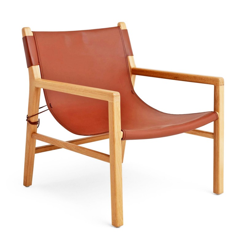 Sling | Teak & Honey Leather Lounger
